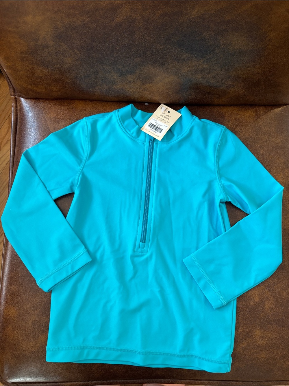 Toddler 18-24m Primary Long Sleeve Zip Rash Guard - Turquoise